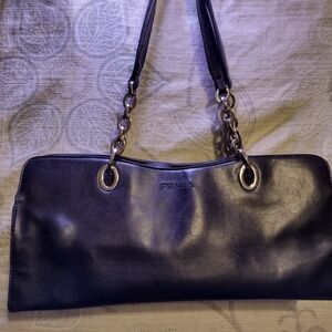 Prada Blk. Leather Chain Shoulder Bag  EUC